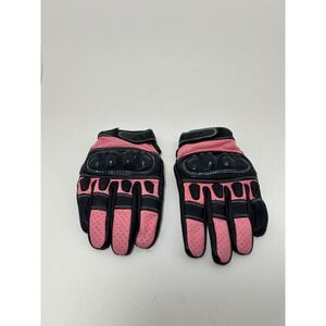 BILT Womens Motorcycle Gloves Pink Black Leather Hard Knuckle Size Small